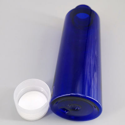 Custom 100ml 3.38oz Blue PET Plastic Bottle Cylindrical Lotion Skin Care Lotion Cosmetic Bottle