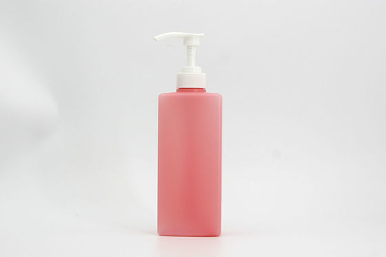 Square Pink 500ml Shampoo Shower Bottle White Press Pump