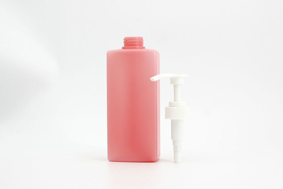 Square Pink 500ml Shampoo Shower Bottle White Press Pump
