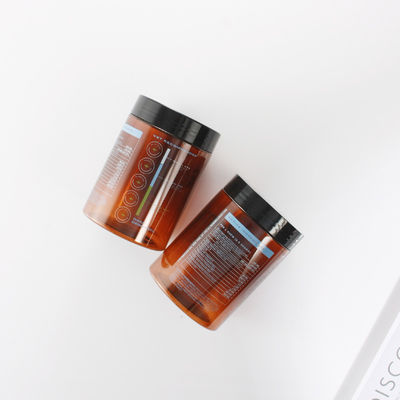 Custom Brown 300ml Hair Cream Clear Cosmetic Jars Food Grade