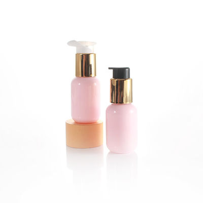 60ml Pink Round Cosmetic Lotion Bottle Electroplating Golden Pump