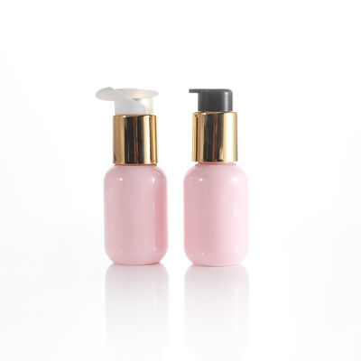 60ml Pink Round Cosmetic Lotion Bottle Electroplating Golden Pump