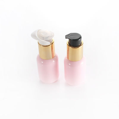 60ml Pink Round Cosmetic Lotion Bottle Electroplating Golden Pump