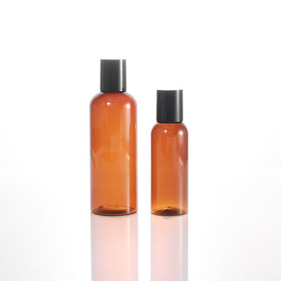 100ml 200ml Cylinder Brown Skin Care Bottle Black Screw Cap