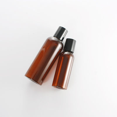 100ml 200ml Cylinder Brown Skin Care Bottle Black Screw Cap