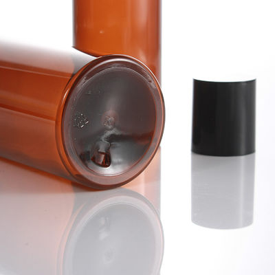 100ml 200ml Cylinder Brown Skin Care Bottle Black Screw Cap