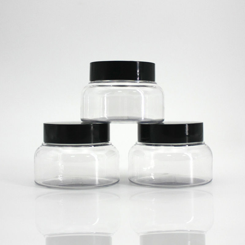 PET 110ml 3.71oz Bath Salt Plastic Jar Black Screw Cap
